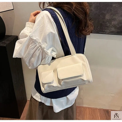 Multi-pocket Pillow Glossy Shoulder Bags - Fashionnsio