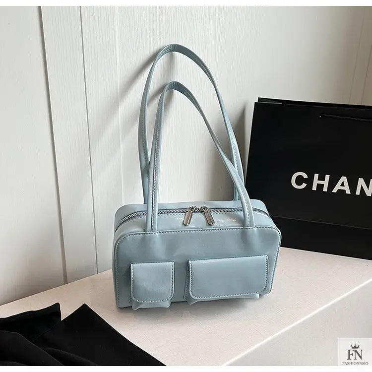Multi-pocket Pillow Glossy Shoulder Bags - Fashionnsio