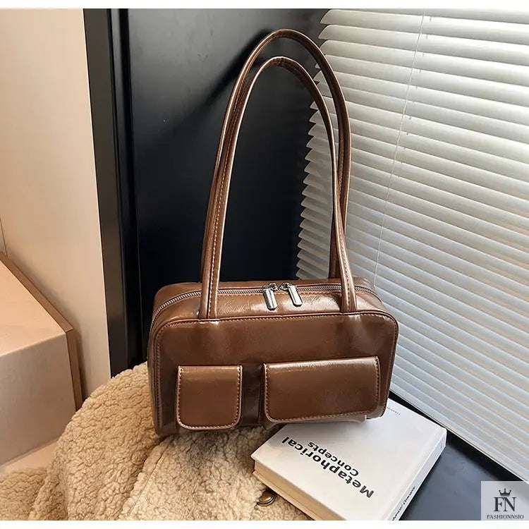 Multi-pocket Pillow Glossy Shoulder Bags - Fashionnsio