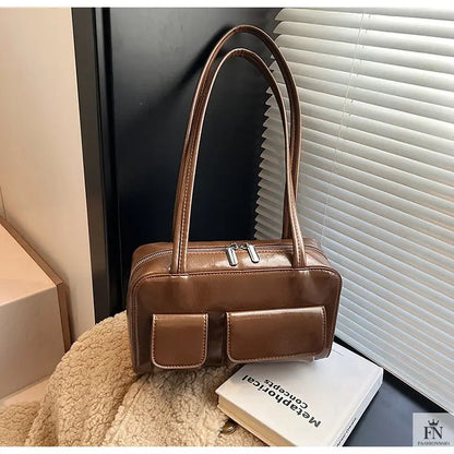 Multi-pocket Pillow Glossy Shoulder Bags - Fashionnsio