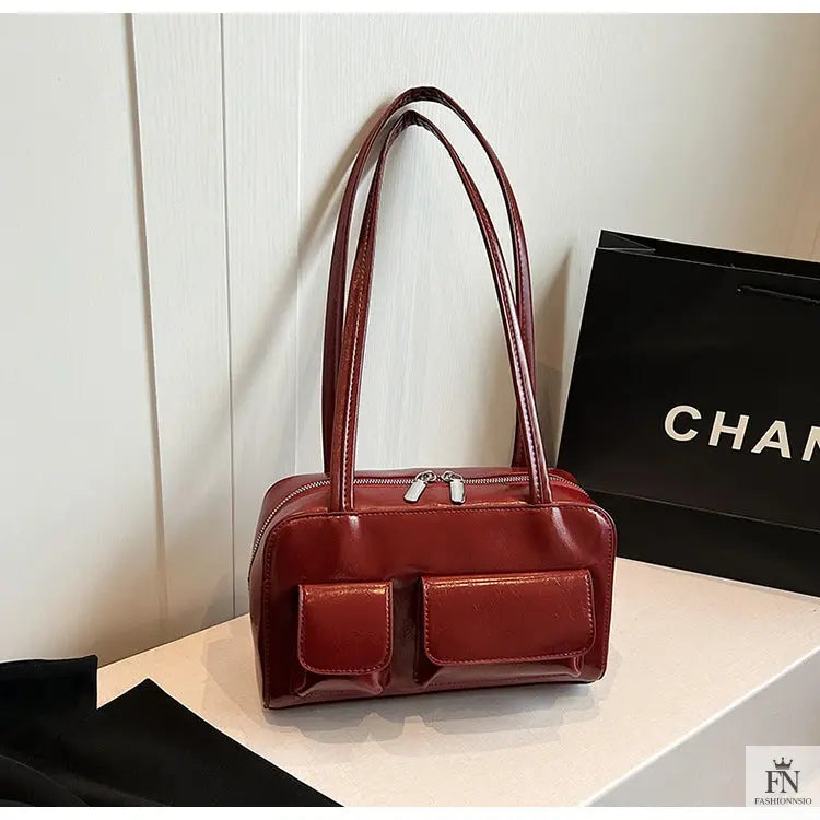 Multi-pocket Pillow Glossy Shoulder Bags - Fashionnsio