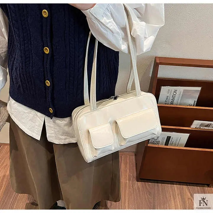 Multi-pocket Pillow Glossy Shoulder Bags - Fashionnsio