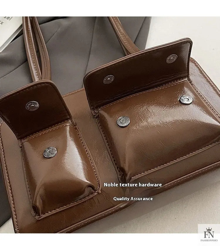 Multi-pocket Pillow Glossy Shoulder Bags - Fashionnsio