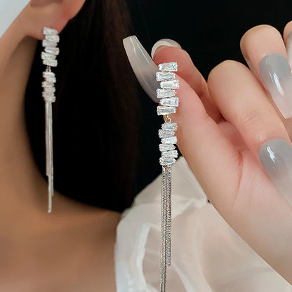 Diamond Korean Long Tassel Earrings fashionnsio