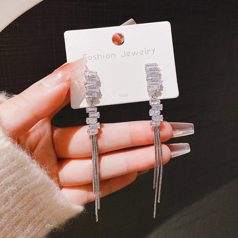 Diamond Korean Long Tassel Earrings fashionnsio