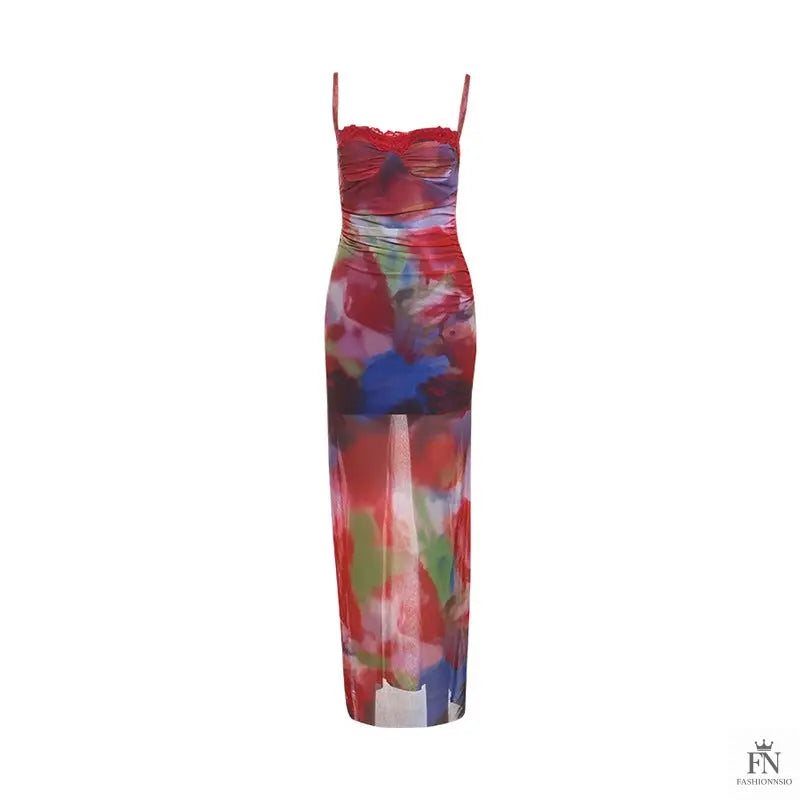 Abstract Print Slim-fit Dress - Fashionnsio