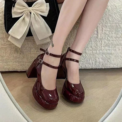 Mary Jane Ankle Strap Chunky Heels