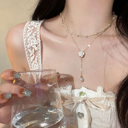 Camellia Double-Layer Pearl Necklace