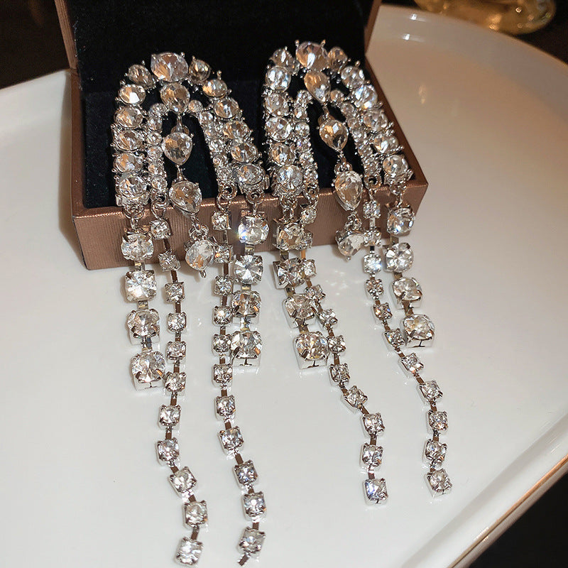 Long Dangling Crystal Earrings - Fashionnsio