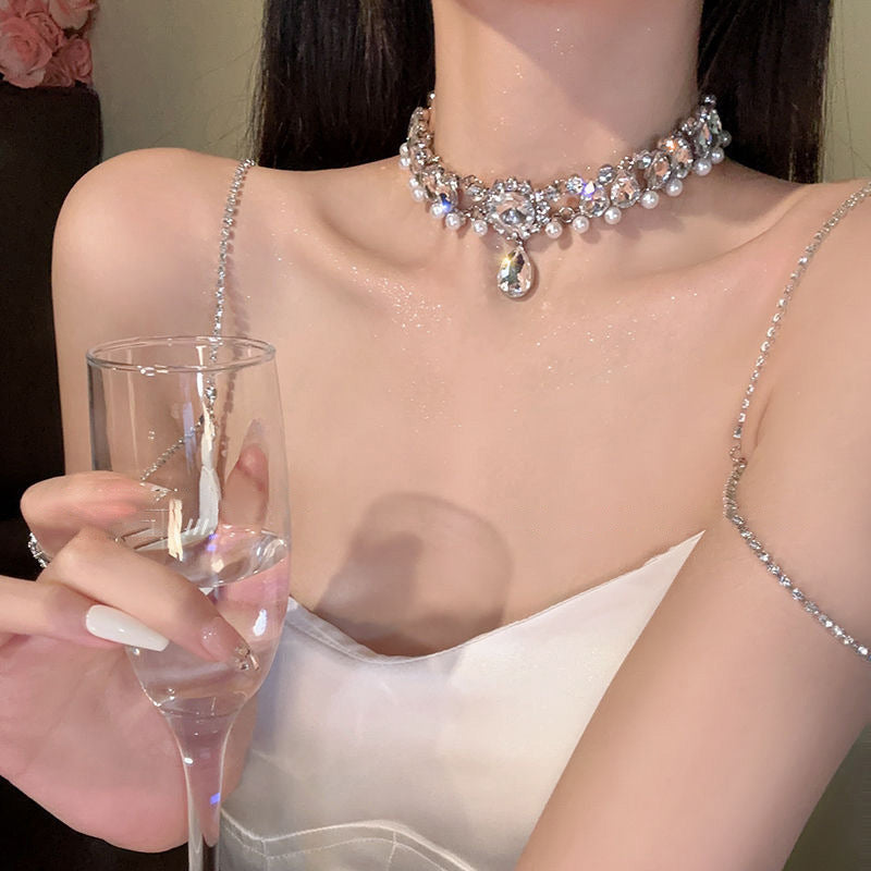 Diamond Water Drop Choker Necklace
