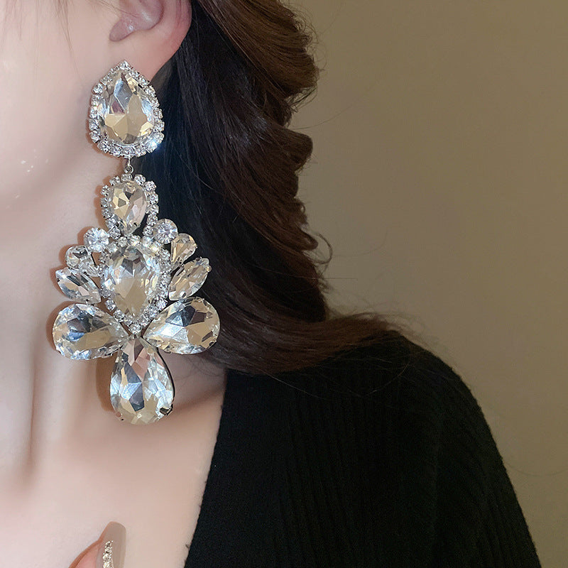 Teardrop Crystal Long Earrings - Fashionnsio