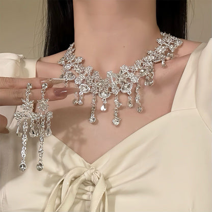 Rhinestone Tassel Jewellery Set - Fashionnsio