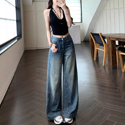 Y2K Loose Rhinestone Jeans - Fashionnsio