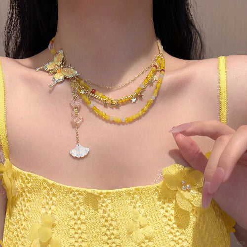Butterfly Drip Beaded Necklace - Fashionnsio
