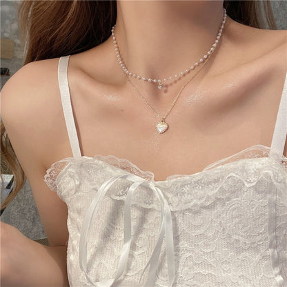 Duet Pearl & Heart Necklace