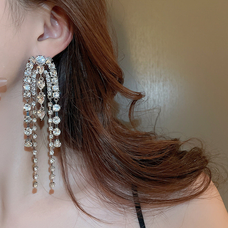Long Dangling Crystal Earrings - Fashionnsio
