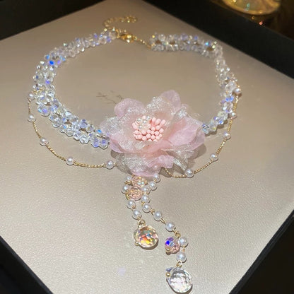 Crystal Flower Pearl Jewelry Set - Fashionnsio