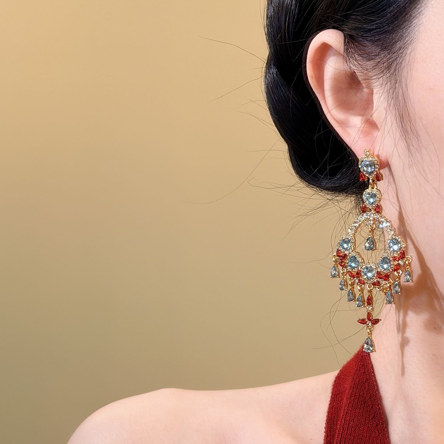 Pavilion Gemstone Chandelier Earrings - Fashionnsio