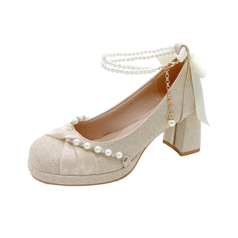 Pearl Embellish Wedding Heels - Fashionnsio
