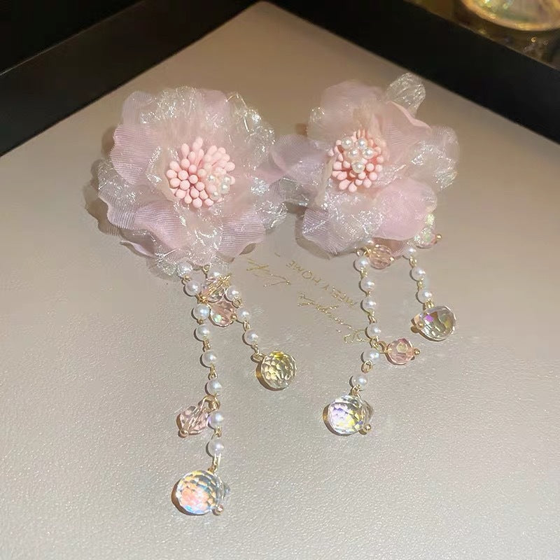 Crystal Flower Pearl Jewelry Set - Fashionnsio