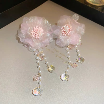 Crystal Flower Pearl Jewelry Set - Fashionnsio