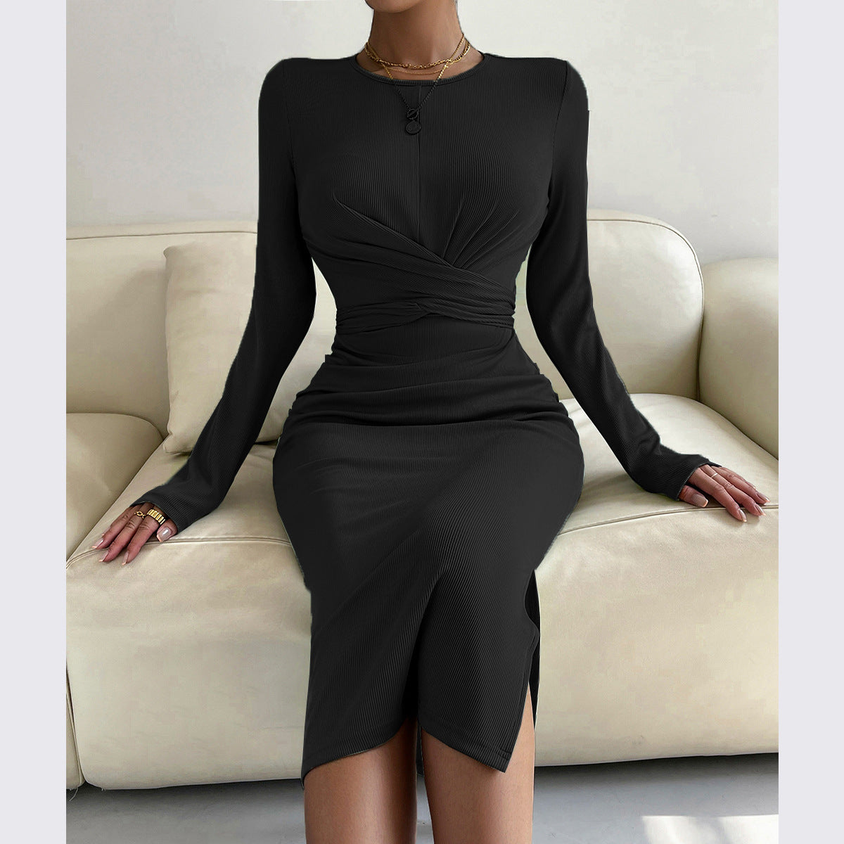 Twisted Knitted Bodycon Dress fashionnsio