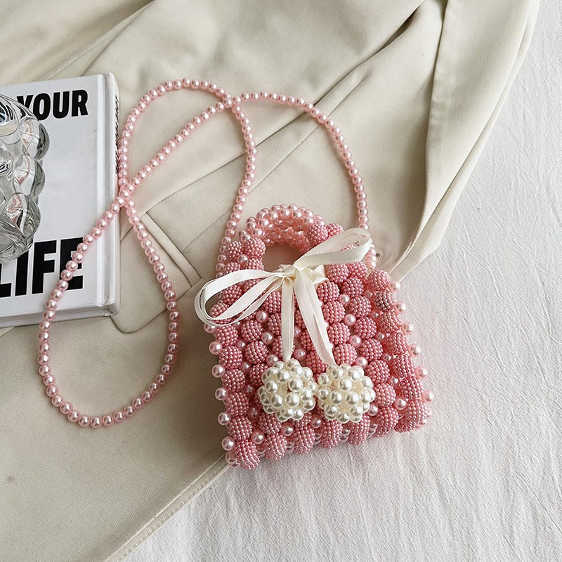 Pearl Beading Bow Sling Bags