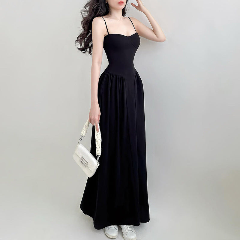 Pleated Slim Waist Long Dress