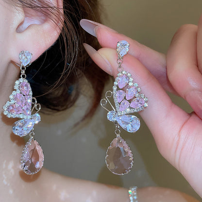 Zircon Butterfly Drop Earrings - Fashionnsio