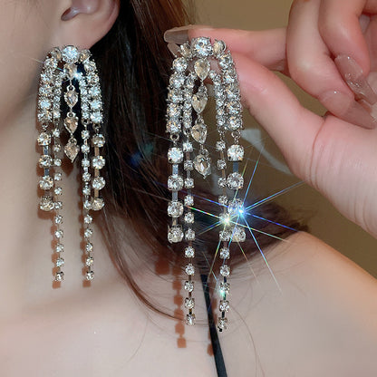 Long Dangling Crystal Earrings - Fashionnsio