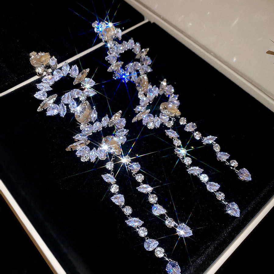 Diamond Tiered Drop Earrings - Fashionnsio