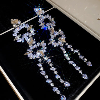 Diamond Tiered Drop Earrings - Fashionnsio