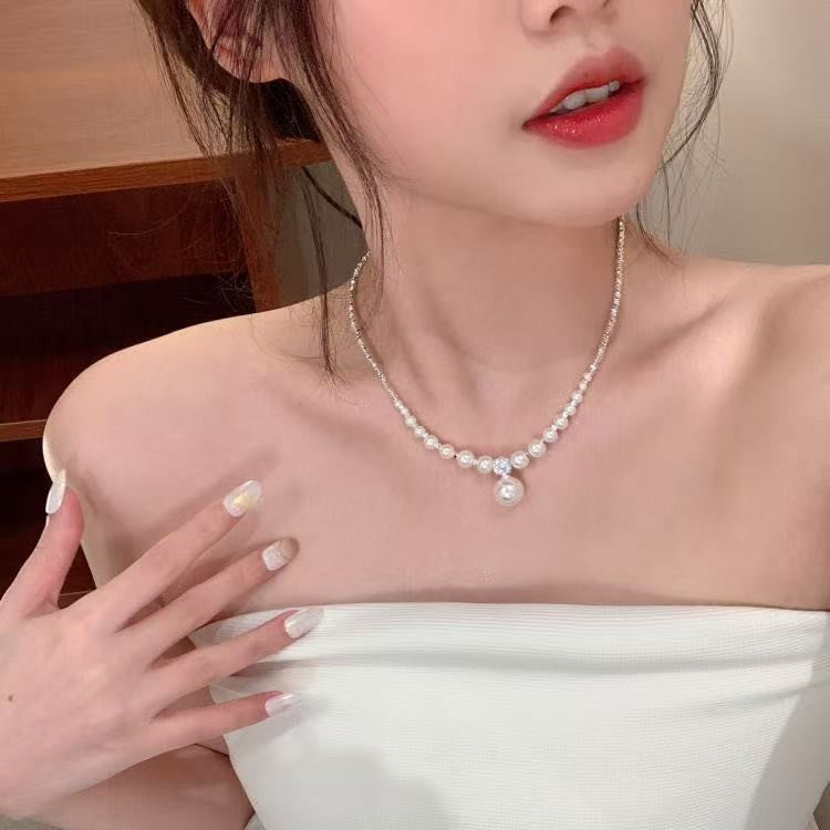 Diamond Pearl Necklace
