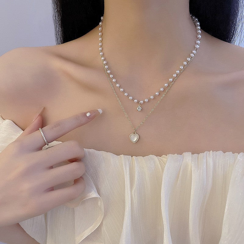 Duet Pearl & Heart Necklace