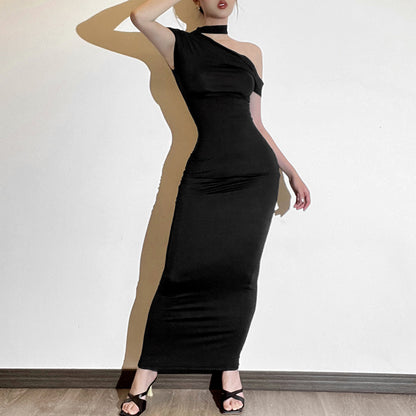 One Shoulder Bodycon Long Dress fashionnsio