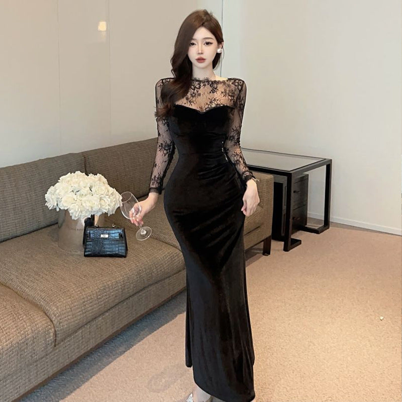 Lace Patchwork Bodycon Dress - Fashionnsio