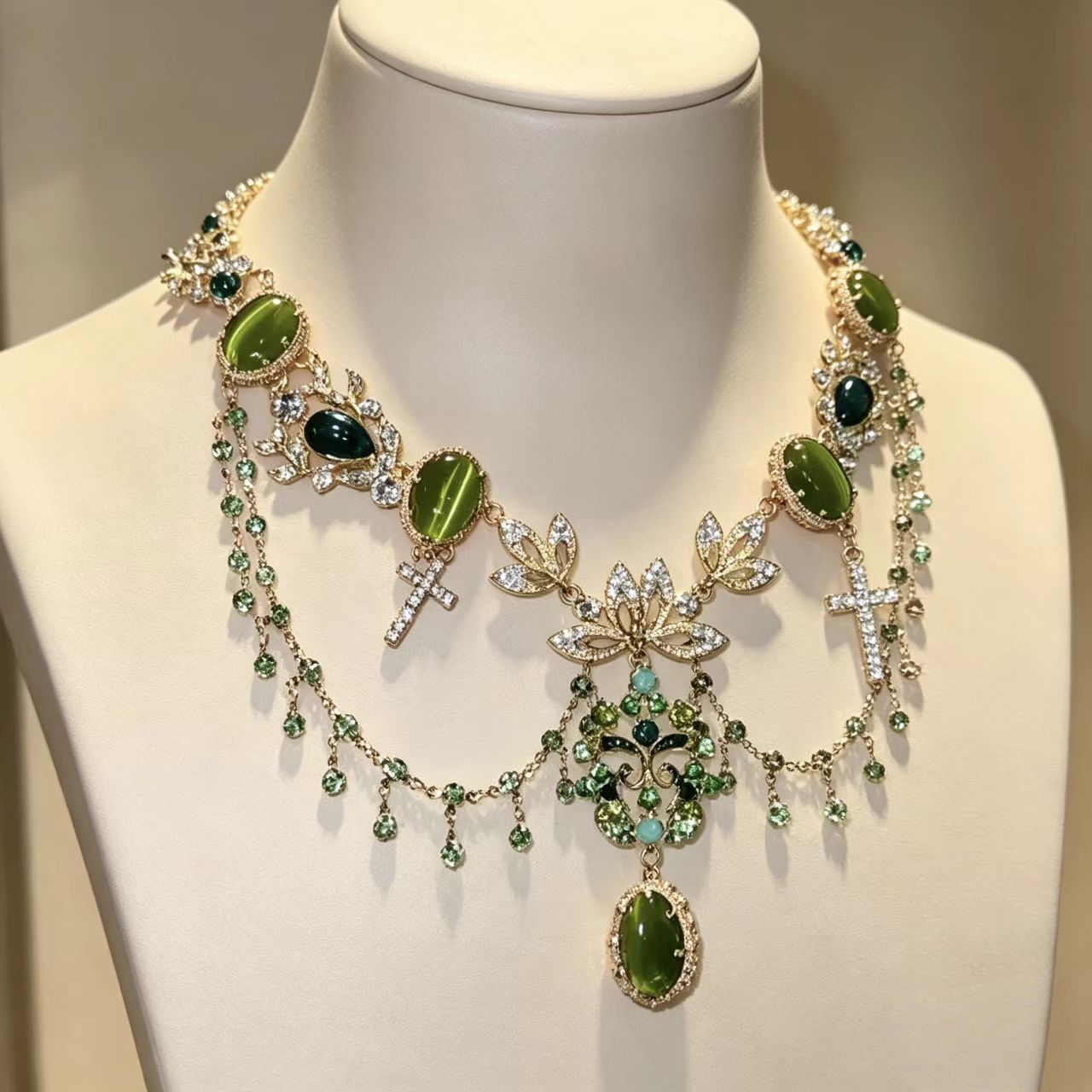 Emerald Dynasty Crystal Necklace - Fashionnsio