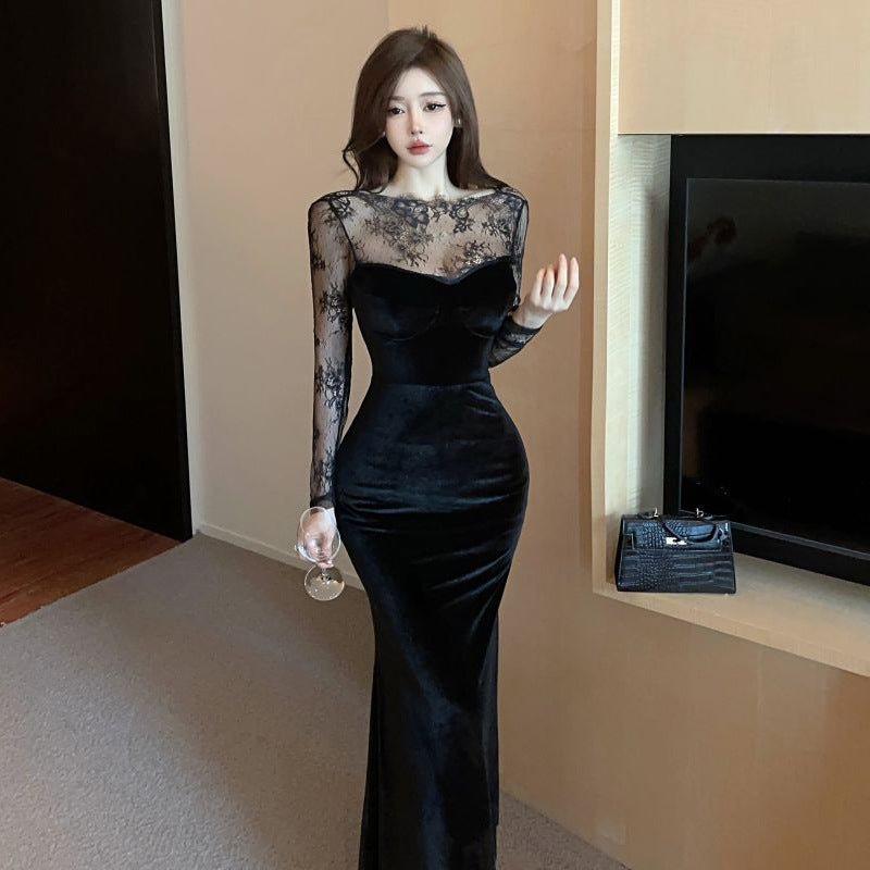 Lace Patchwork Bodycon Dress - Fashionnsio