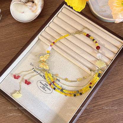 Butterfly Drip Beaded Necklace - Fashionnsio