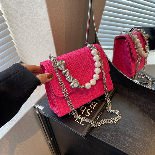 Heart Pearl Shoulder Bags