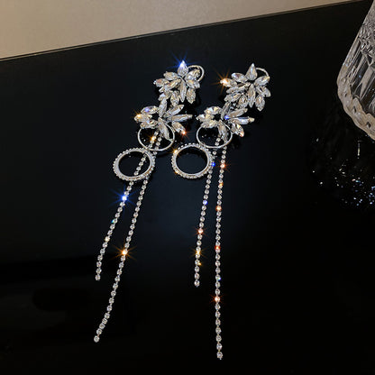 Crystal Hoop Long Earrings - Fashionnsio