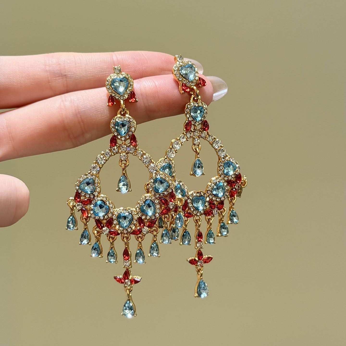 Pavilion Gemstone Chandelier Earrings - Fashionnsio