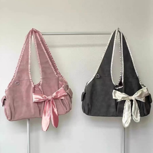 Ribbon Bow Large Tote/Shoulder Bags fashionnsio