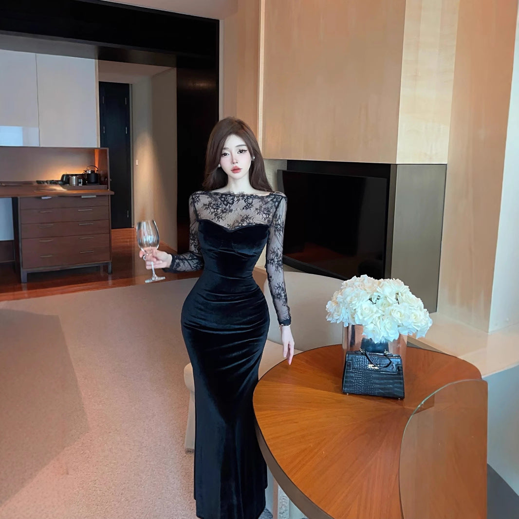 Lace Patchwork Bodycon Dress - Fashionnsio