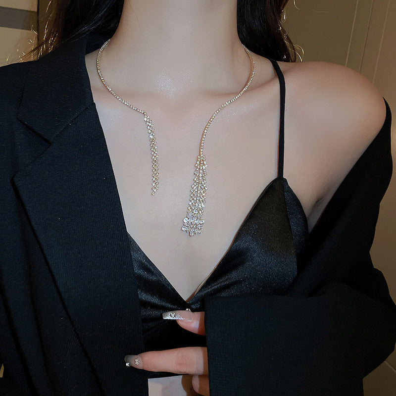 Nova Crystal Fringe Collar Necklace - Fashionnsio