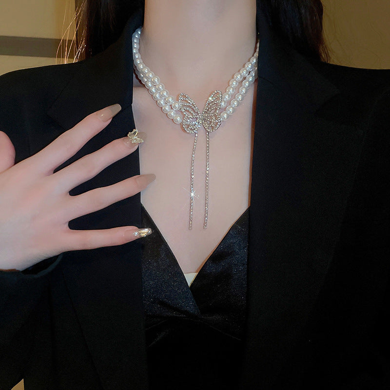 Diamond Butterfly Choker Necklace - Fashionnsio