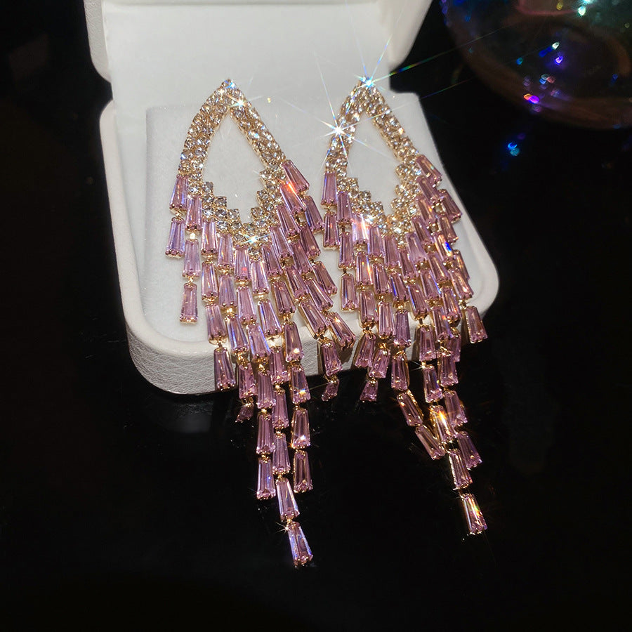 Crystal Tassel Long Earrings - Fashionnsio
