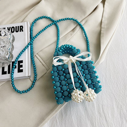 Pearl Beading Bow Sling Bags