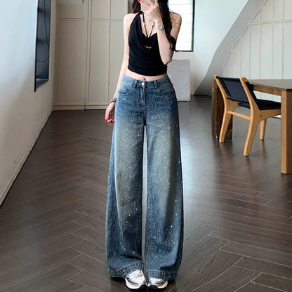 Y2K Loose Rhinestone Jeans - Fashionnsio