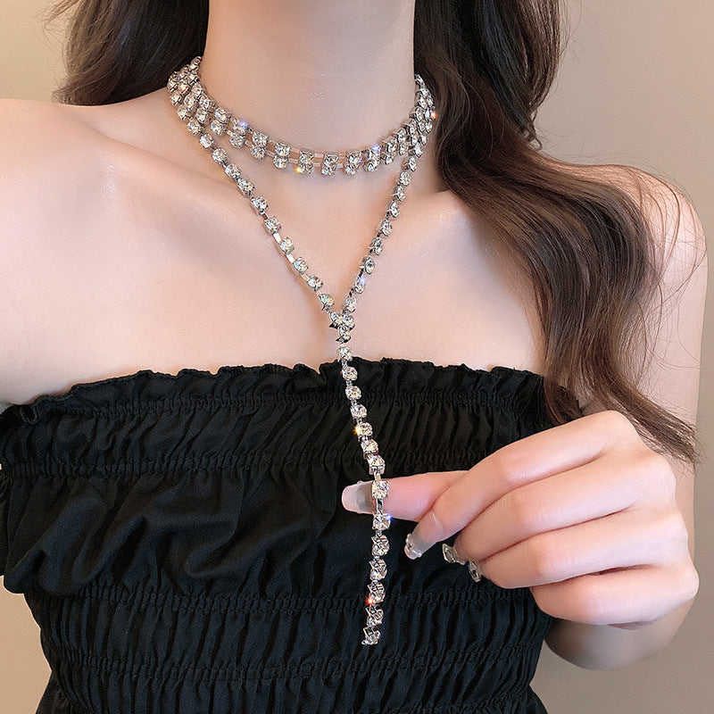 Crystal Drop Choker Necklace